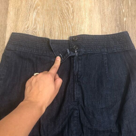 Vintage Red Engine Jean dark denim pencil mini skirt with slit Cerise-28 - Picture 6 of 11